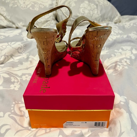 Kate Spade Vivenne Old Gold Cork Wedge Sandal - Picture 4 of 5